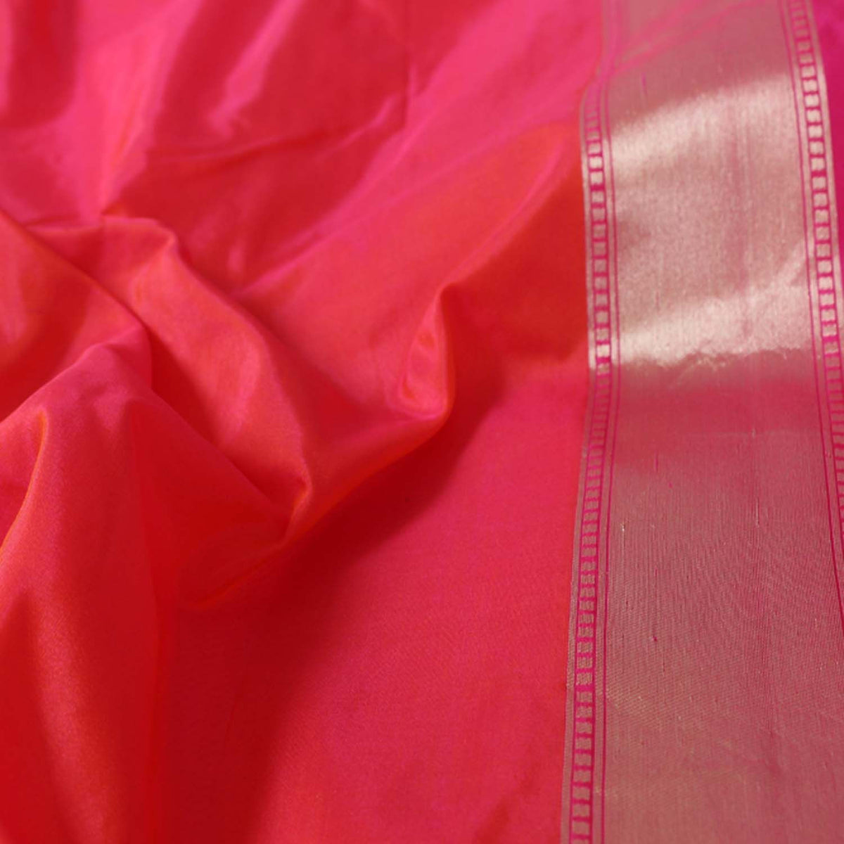 Rose Pink-Orange Pure Silk Georgette Handloom Banarasi Saree - Tilfi - 5