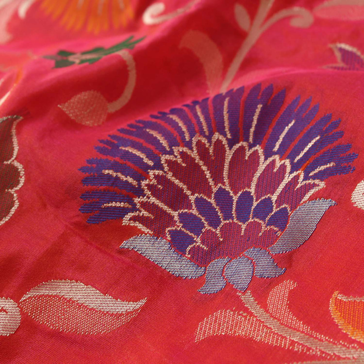 Rose Pink-Orange Pure Silk Georgette Handloom Banarasi Saree - Tilfi - 4