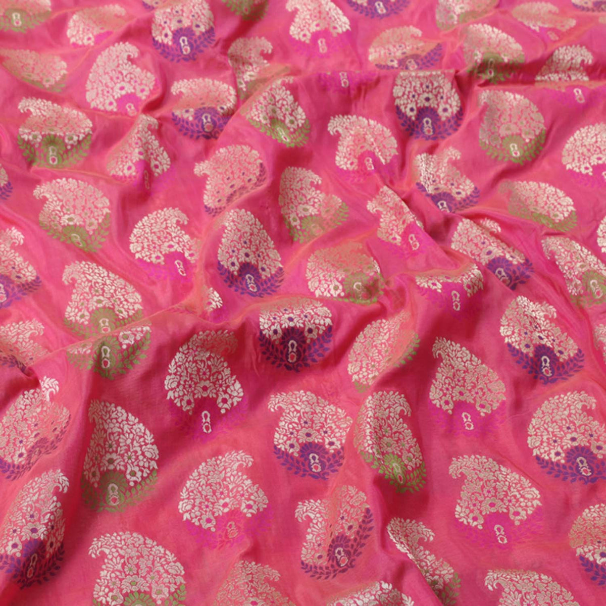 Peach-Rose Pink Pure Silk Georgette Handloom Banarasi Saree - Tilfi