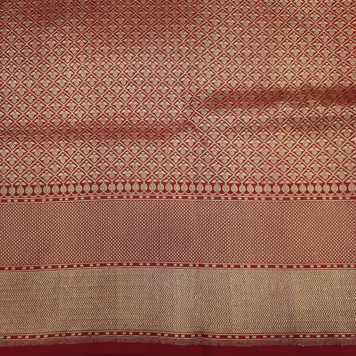 Red Pure Katan Silk Banarasi Zari Vasket Handloom Saree