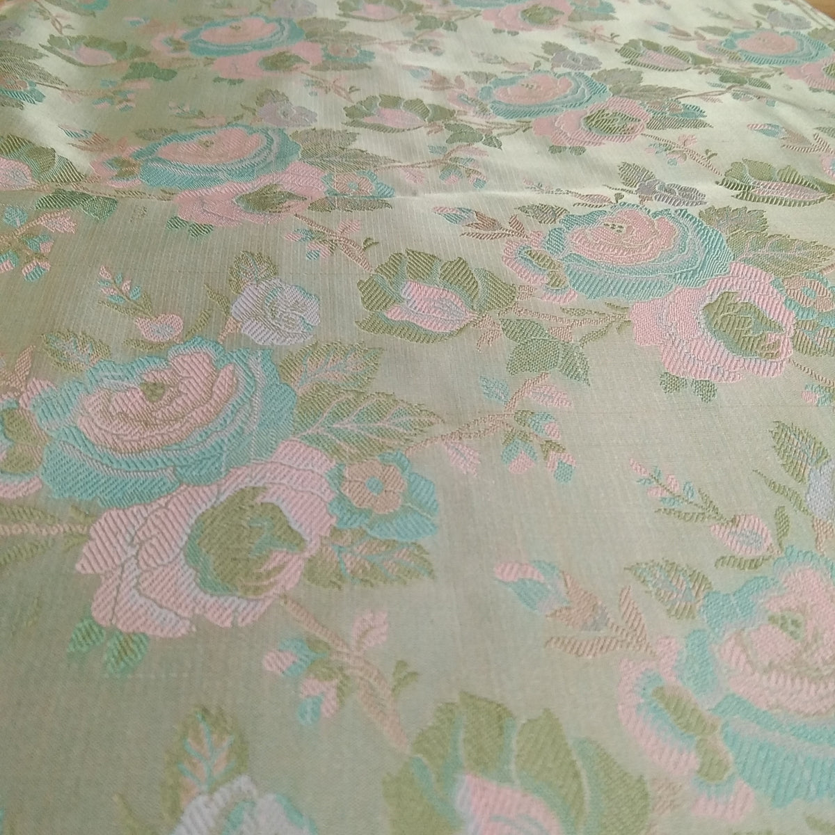 Mint Green Pure Soft Satin Silk Banarasi Handloom Fabric