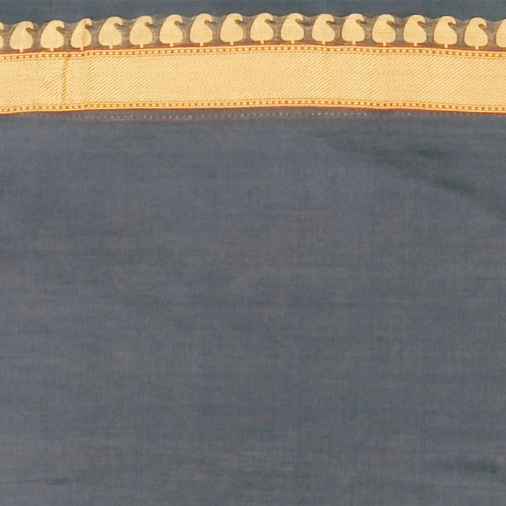 Navy Blue Pure Cotton Banarasi Kadhua Handloom Saree