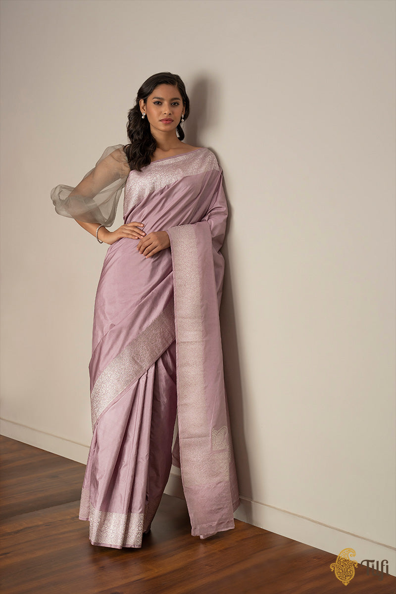Light Soft Pink Pure Katan Silk Banarasi Handloom Saree