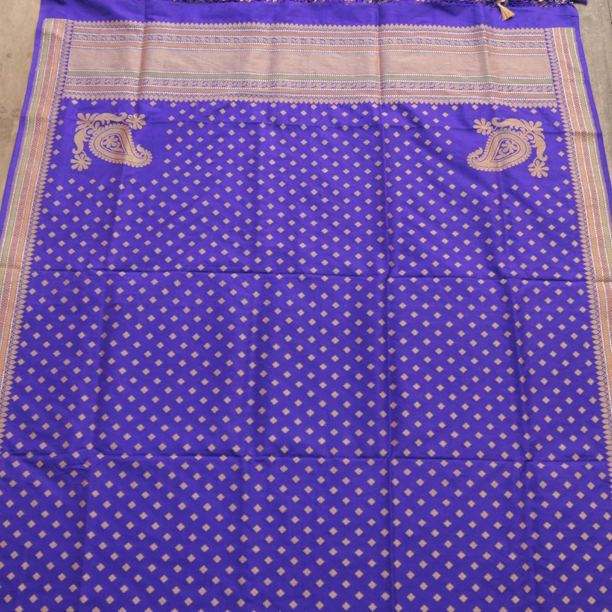 Blue Pure Katan Silk Banarasi Handloom Dupatta - Tilfi