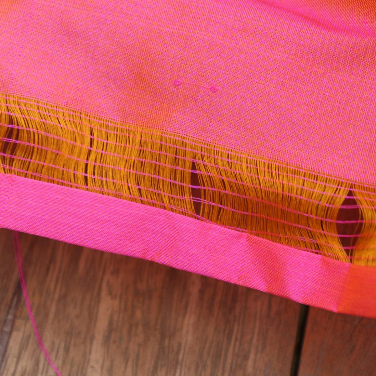 Gold-Rose Pink Pure Katan Silk Banarasi Handloom Dupatta - Tilfi