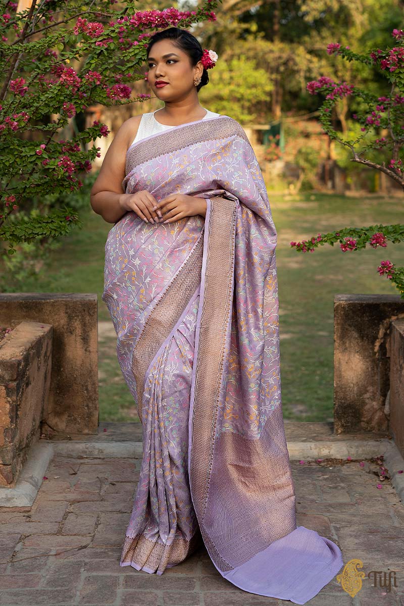 printed Georgette Purple Saree with Blouse - SR23198