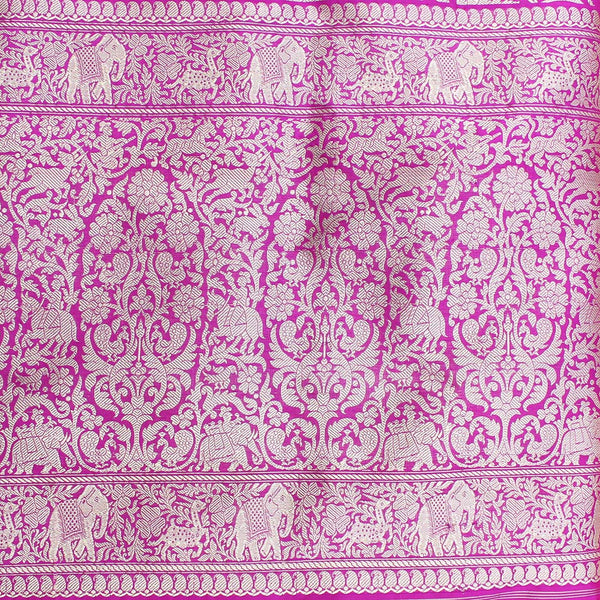 Magenta-Indian Pink Pure Katan Silk Banarasi Handloom Saree - Tilfi