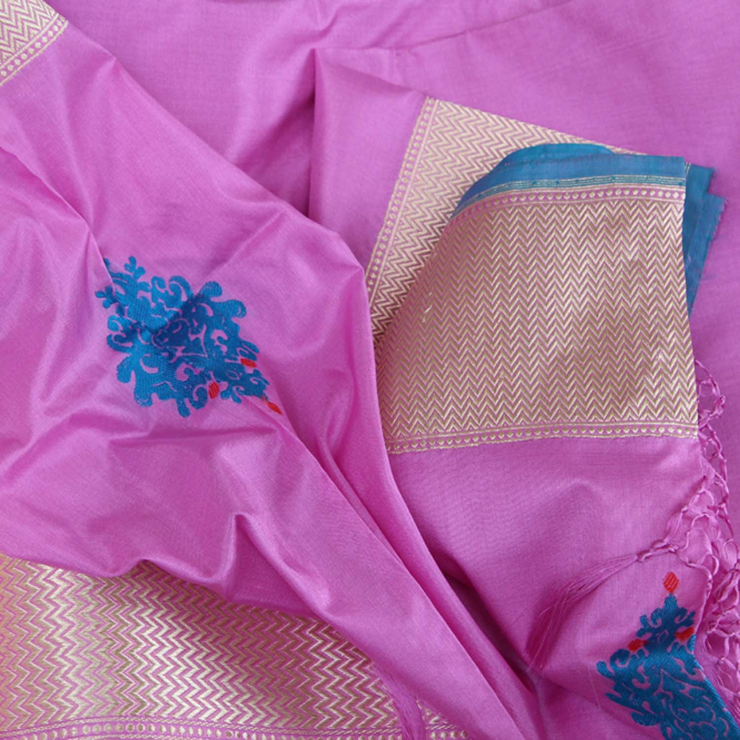 Mauve Pure Katan Silk Banarasi Handloom Dupatta - Tilfi