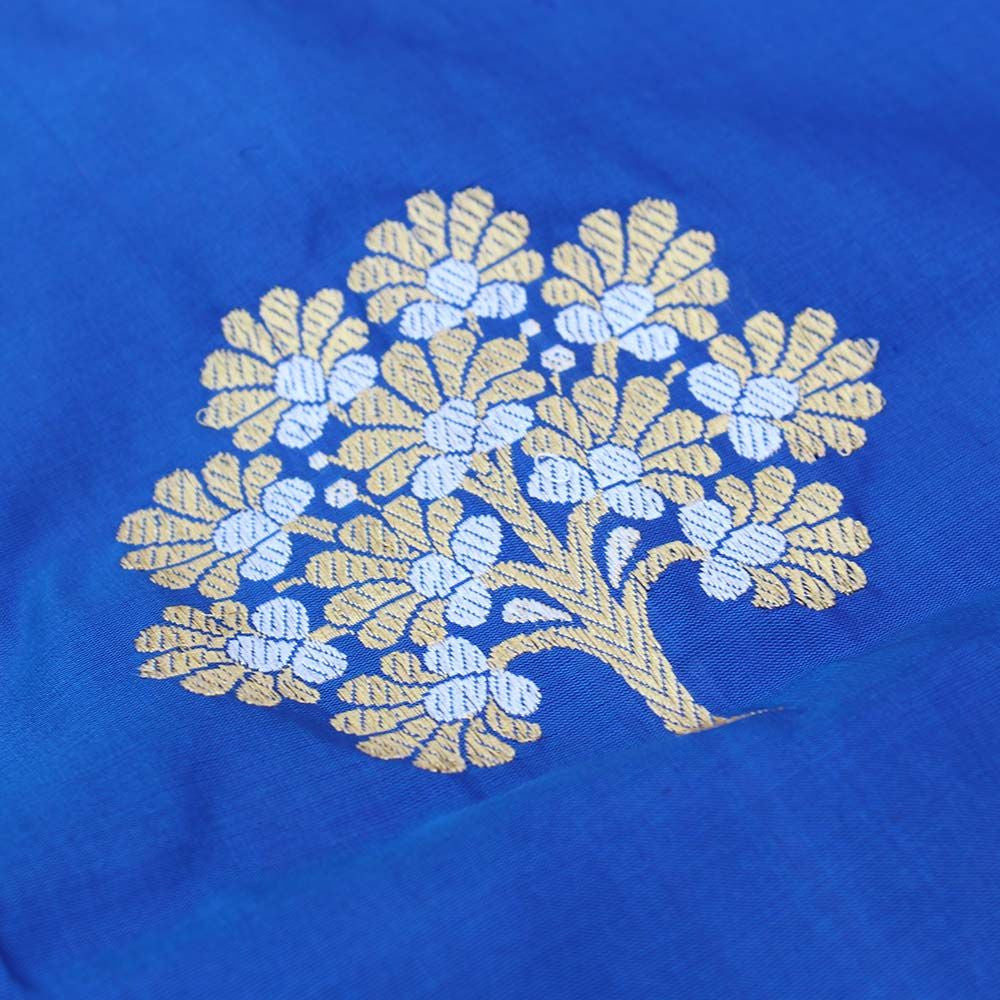 Royal Blue Pure Katan Silk Banarasi Handloom Dupatta - Tilfi - 3