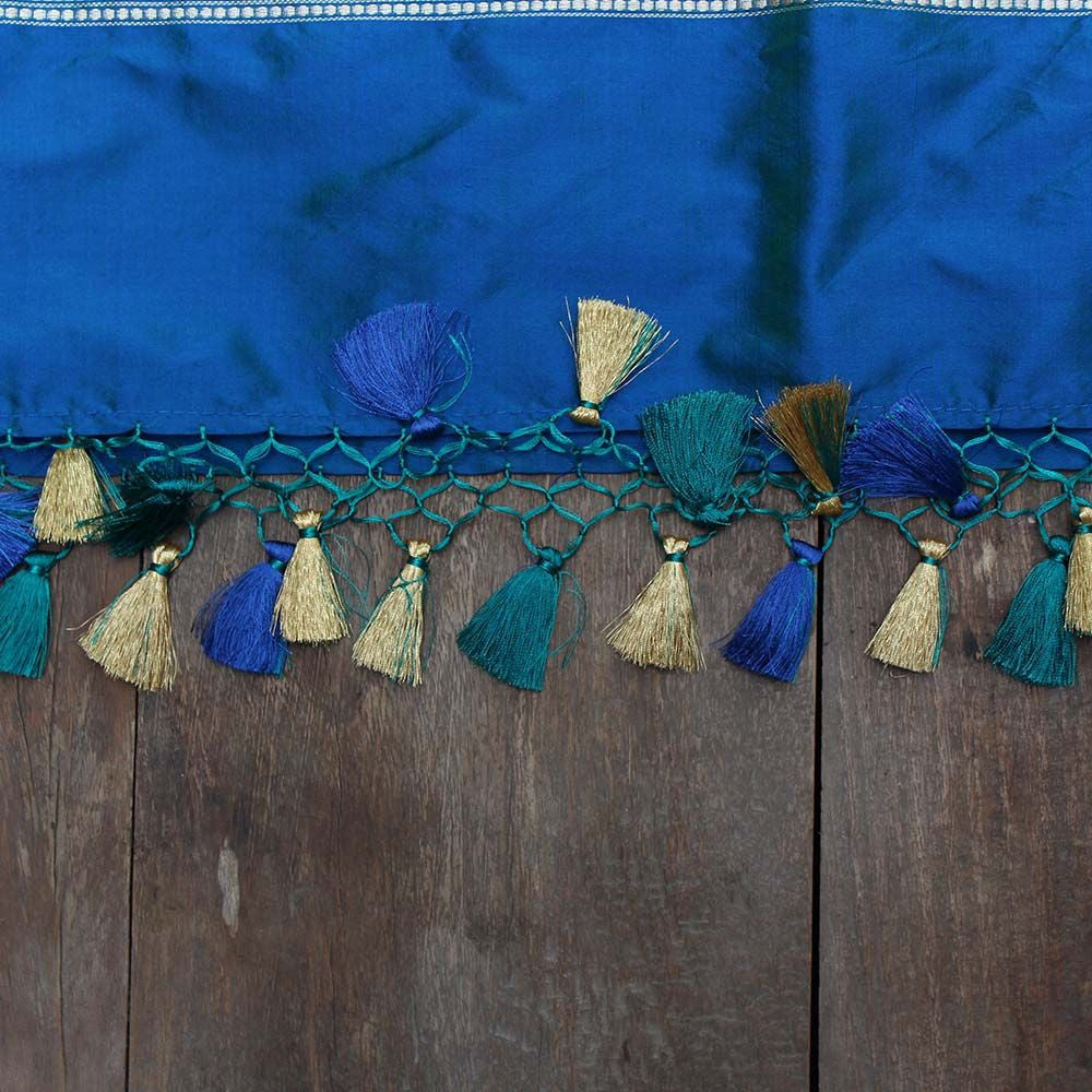 Green-Royal Blue Pure Katan Silk Banarasi Handloom - Tilfi