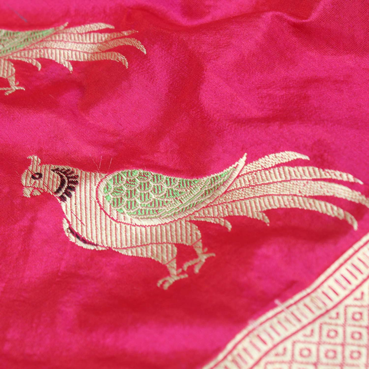 Red-Indian Pink Pure Katan Silk Banarasi Handloom Dupatta - Tilfi - 3