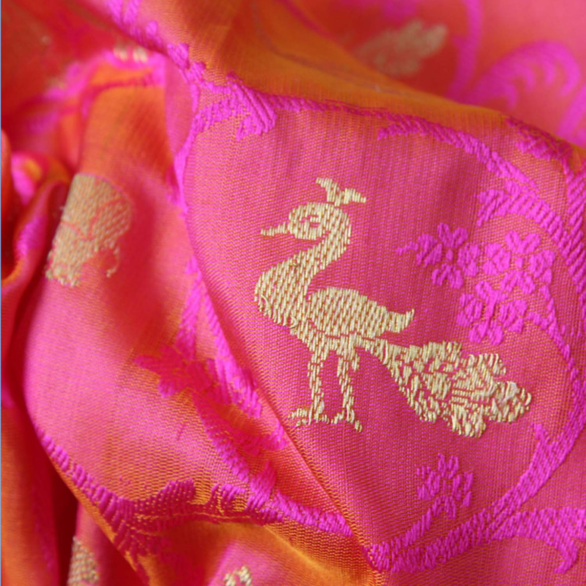 Gold-Gulabi Pink Pure Katan Silk Banarasi Handloom Dupatta - Tilfi - 3