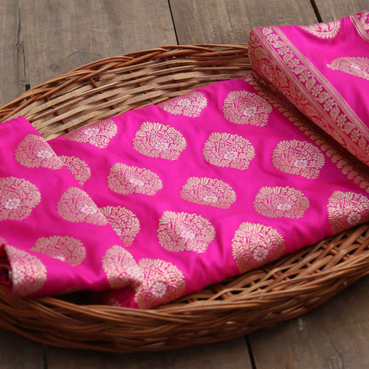 Indian Pink Pure Katan Silk Kadwa Banarasi Handloom Saree - Tilfi