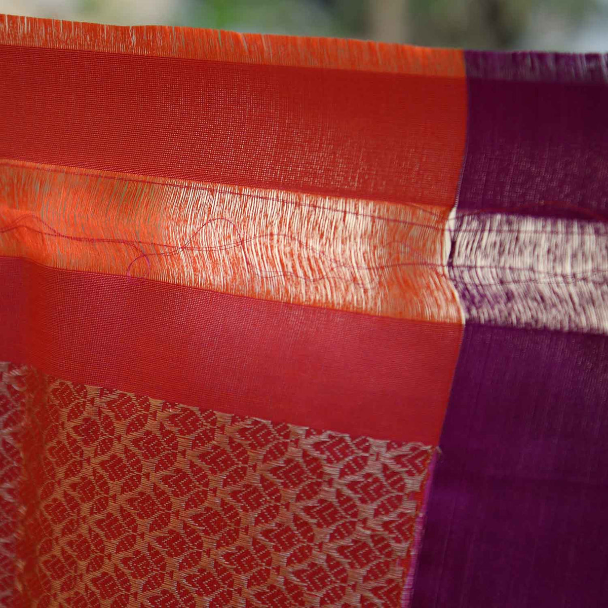 Orange-Indian Pink Pure Katan Silk Banarasi Handloom Saree - Tilfi - 5
