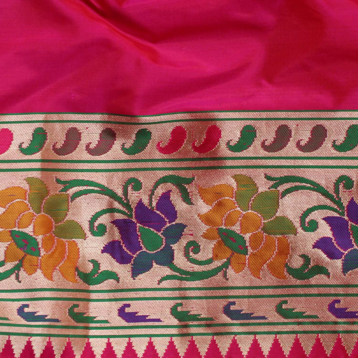 Indian Pink-Red Pure Katan Silk Banarasi Handloom Saree - Tilfi