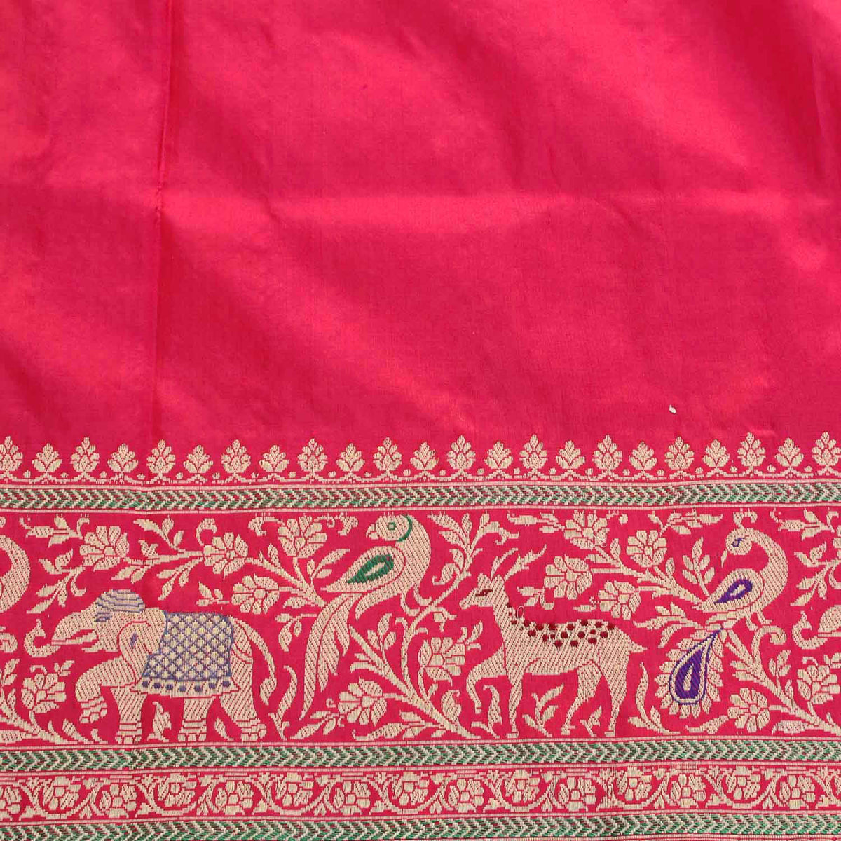 Red-Indian Pink Pure Katan Silk Banarasi Handloom Saree - Tilfi - 5