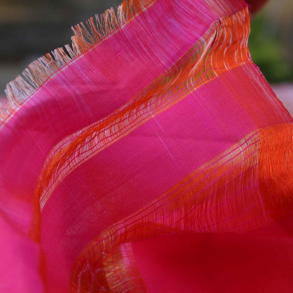 Orange-Indian Pink Pure Katan Silk Banarasi Handloom Saree - Tilfi - 5