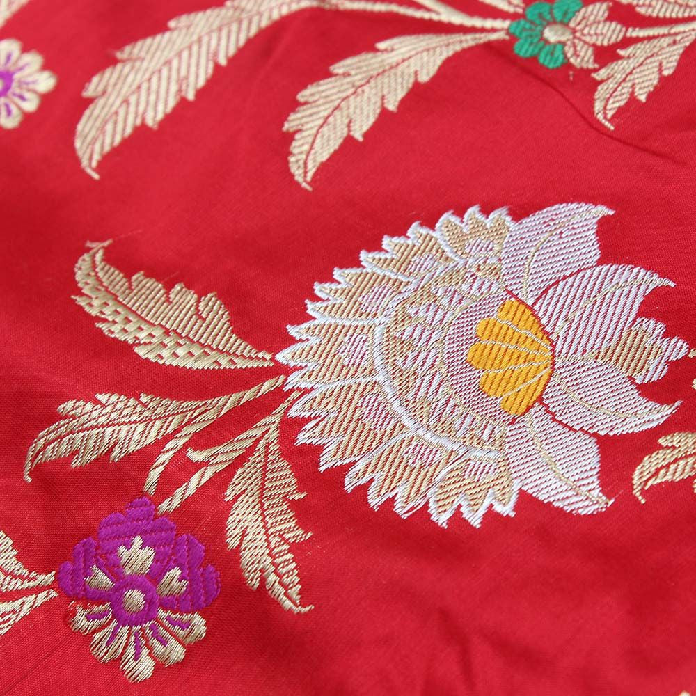 Red Pure Katan Silk Banarasi Handloom Saree - Tilfi