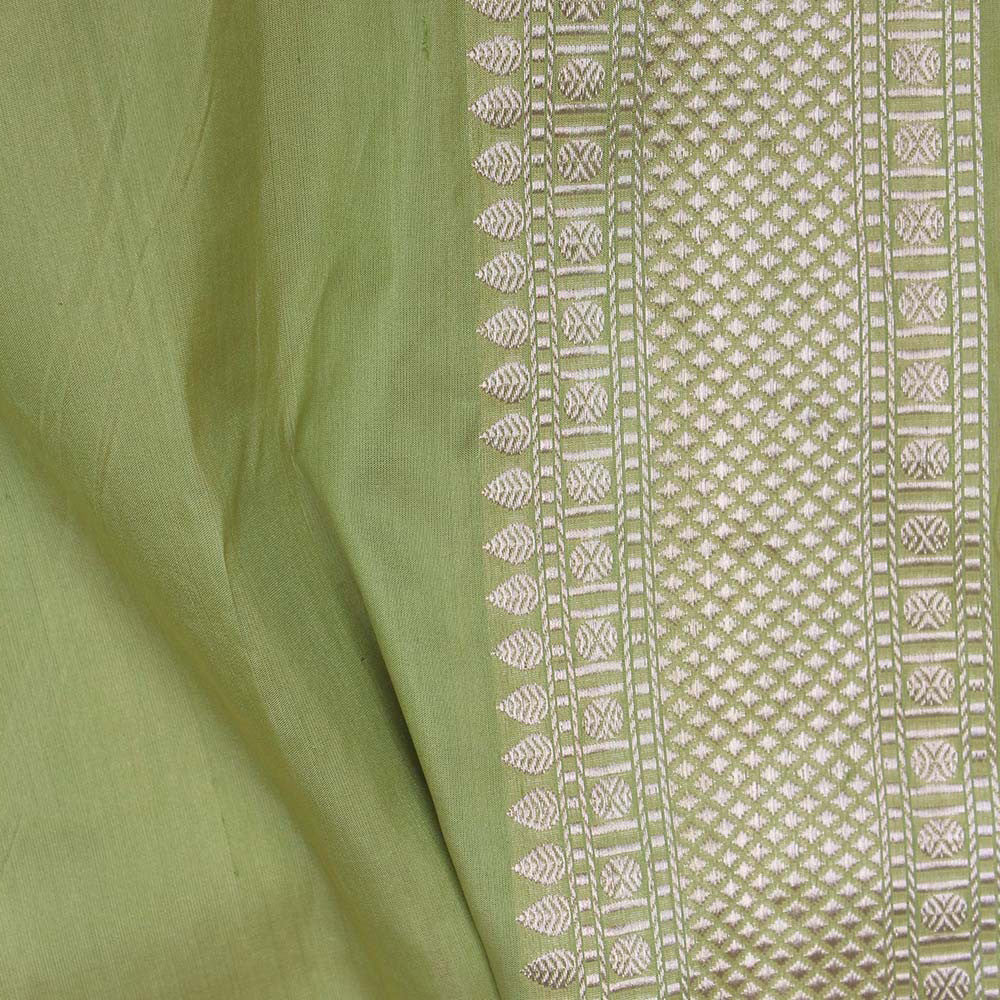 Pista Green Pure Katan Silk Banarasi Handloom Saree - Tilfi - 5