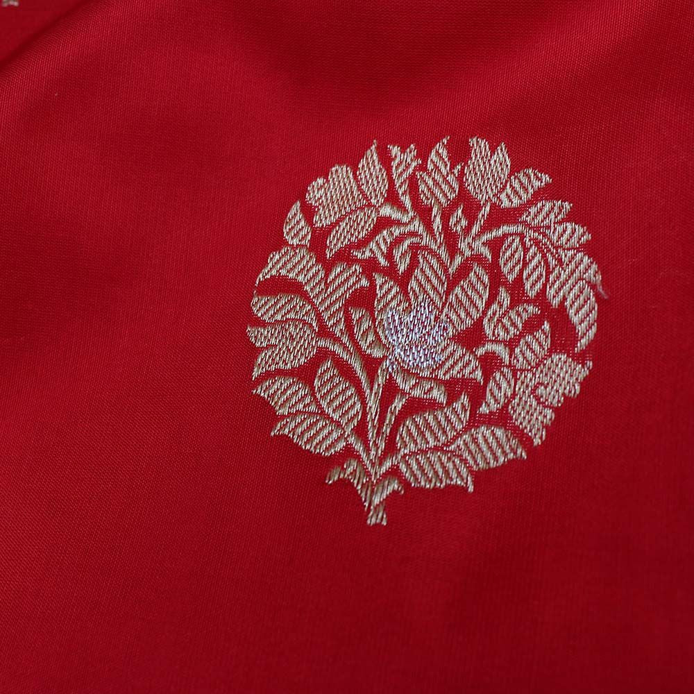 Red Pure Katan Silk Banarasi Handloom Saree - Tilfi - 5