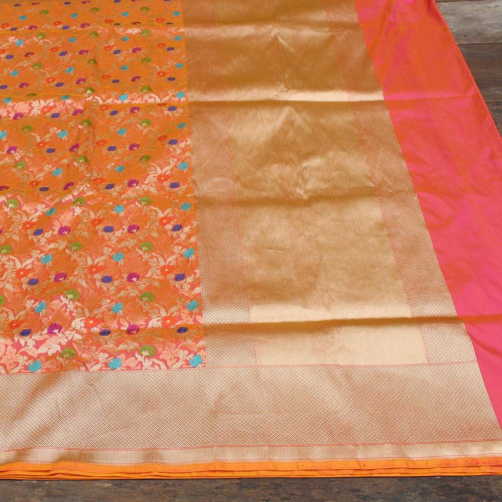 Gold-Rani Pure Katan Silk Banarasi Handloom Saree - Tilfi - 5