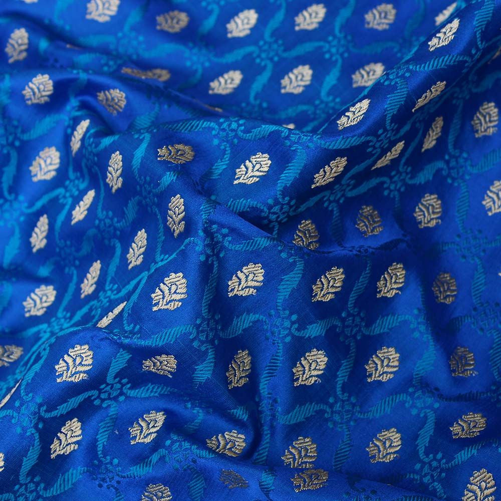 Royal Blue Pure Katan Silk Banarasi Handloom Saree - Tilfi - 3