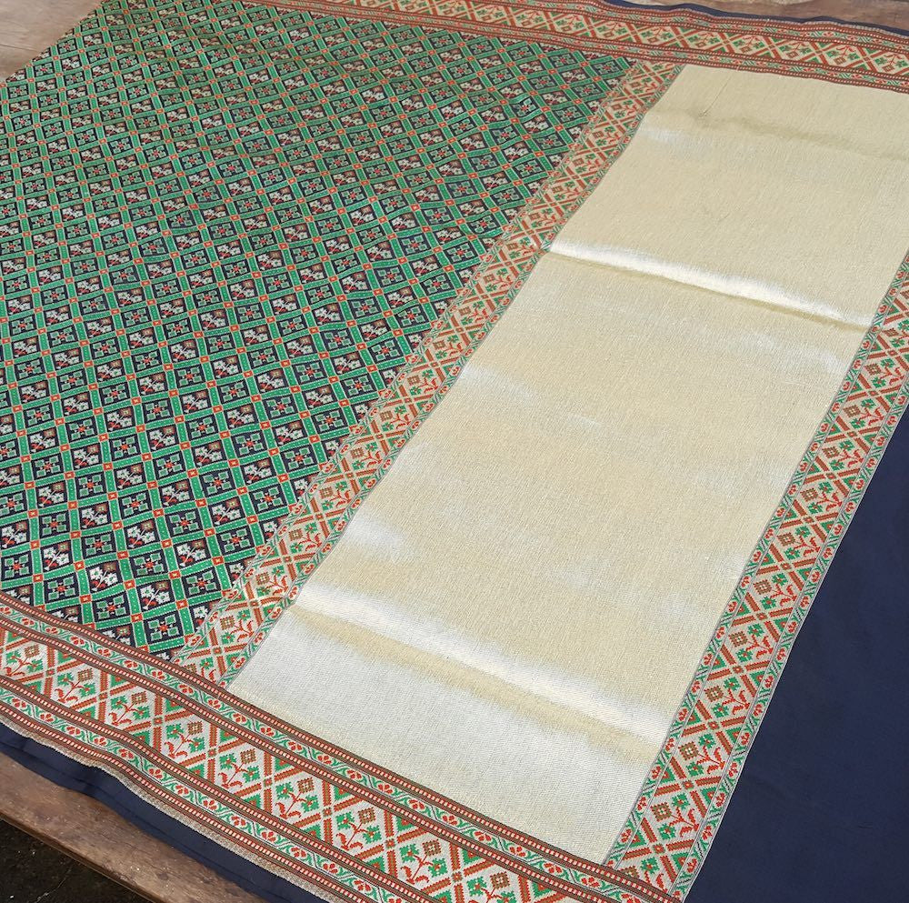Green Pure Katan Silk Banarasi Patola Handloom Saree - Tilfi
