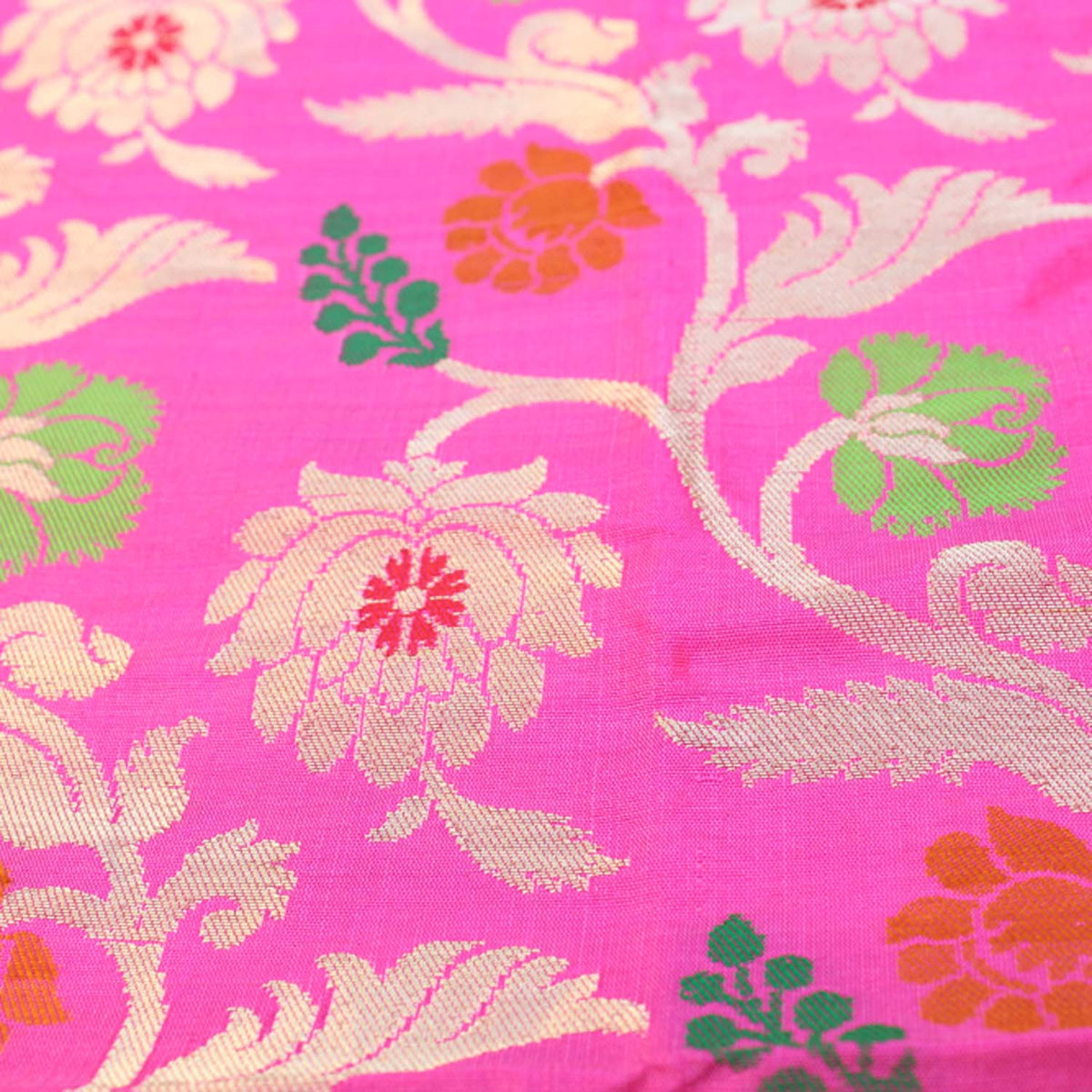 Fuschia Gulabi Pink Pure Katan Silk Banarasi Handloom Dupatta - Tilfi