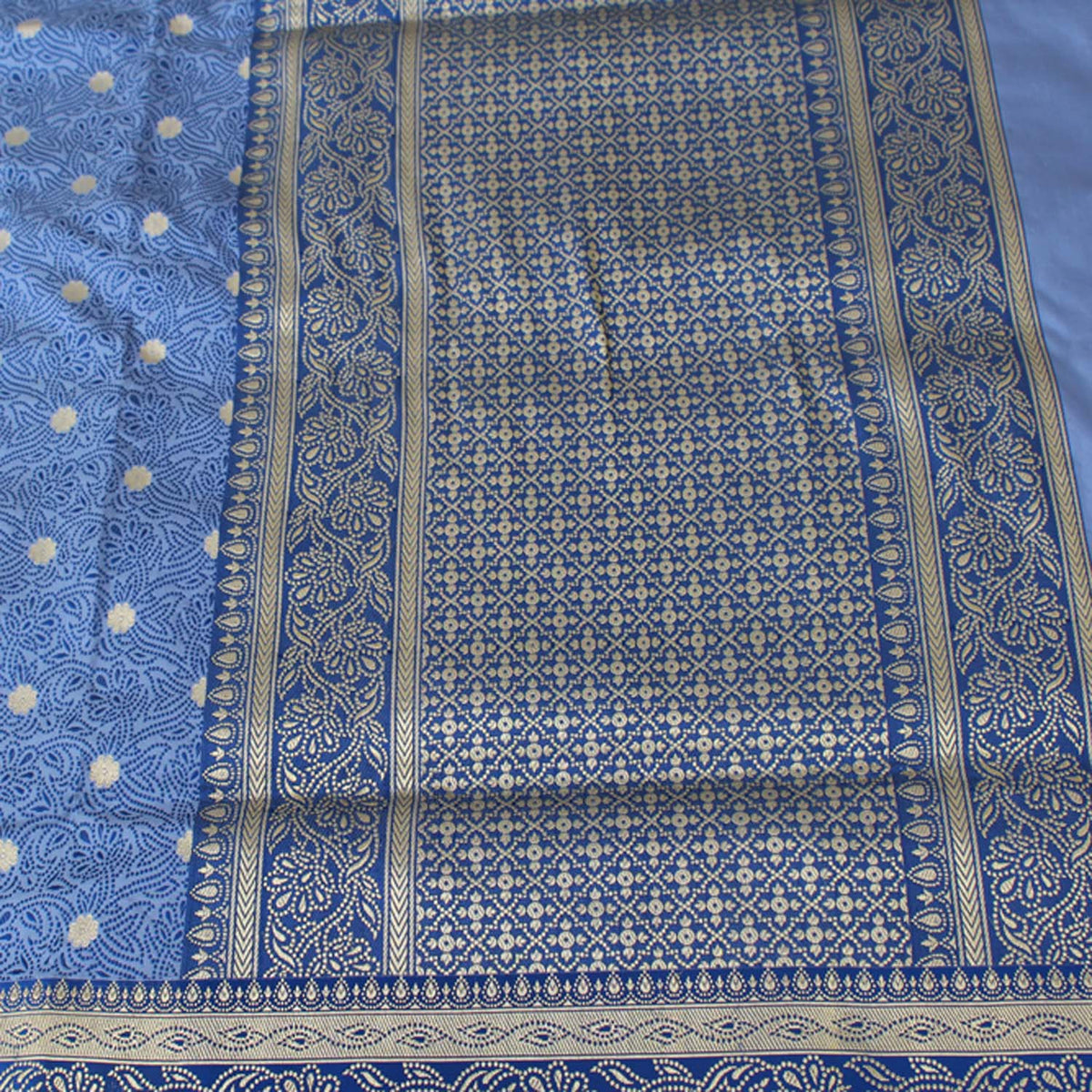 Blue Pure Katan Silk Banarasi Handloom Saree - Tilfi