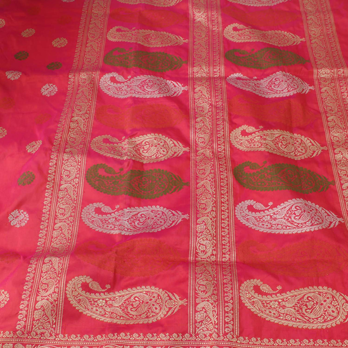 Indian Pink-Orange Pure Katan Silk Banarasi Handloom Saree - Tilfi - 2