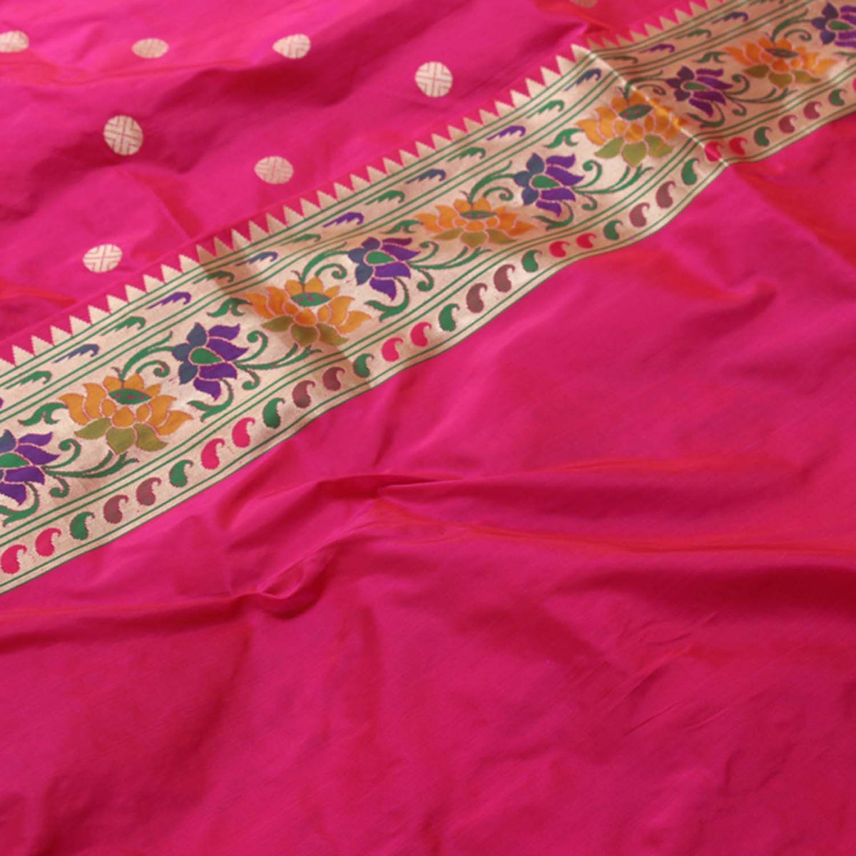 Indian Pink-Red Pure Katan Silk Banarasi Handloom Saree - Tilfi - 4