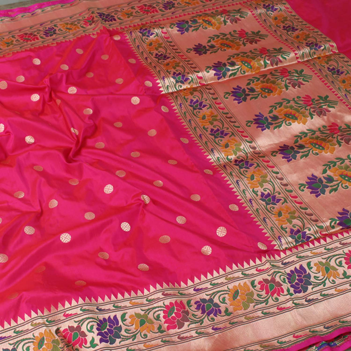 Indian Pink-Red Pure Katan Silk Banarasi Handloom Saree - Tilfi - 3