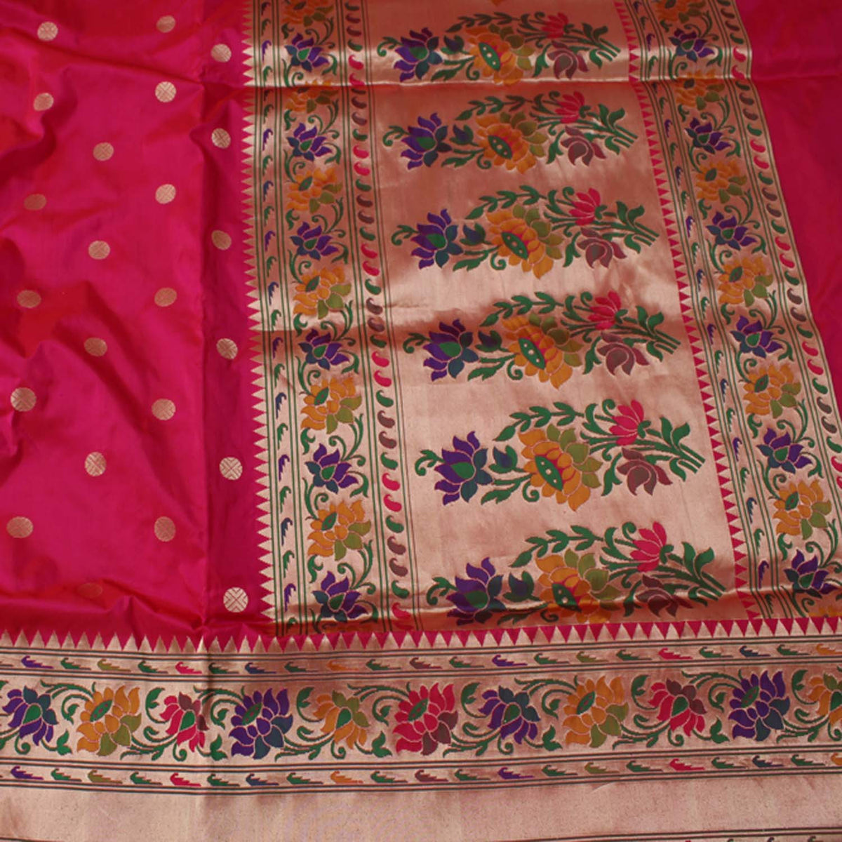 Indian Pink-Red Pure Katan Silk Banarasi Handloom Saree - Tilfi
