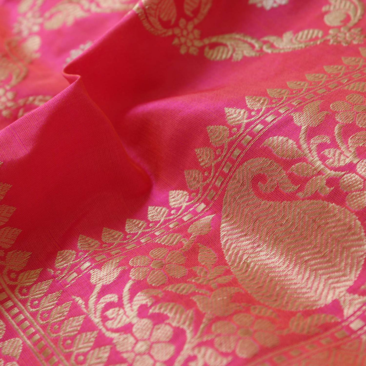 Orange Rose-Pink Pure Katan Silk Banarasi Handloom Dupatta - Tilfi
