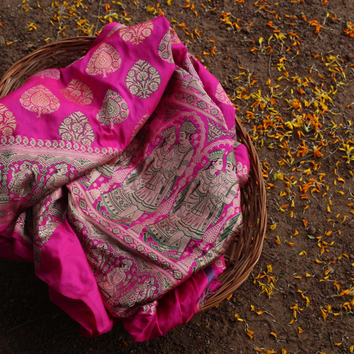 Pink Pure Katan Silk Banarasi Handloom Saree - Tilfi - 1