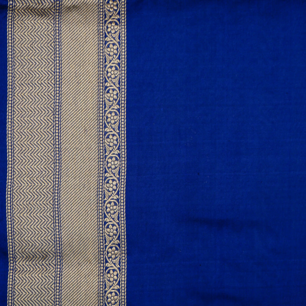 &#39;Sunanda&#39; Midnight Blue Pure Katan Silk Banarasi Handloom Saree