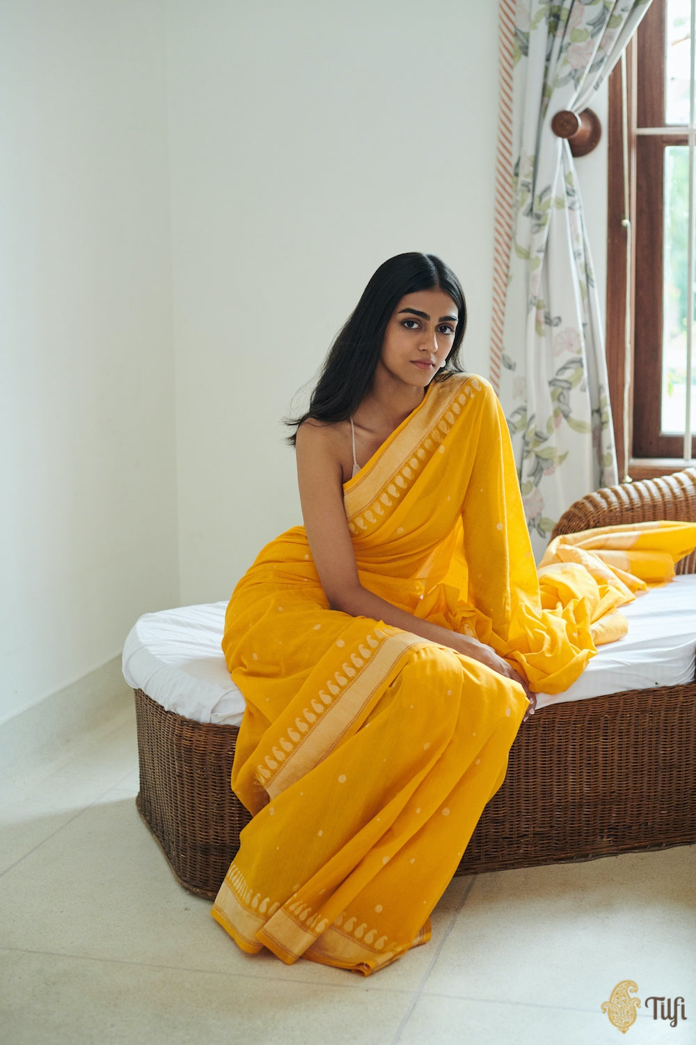 Yellow Pure Cotton Banarasi Kadhua Handloom Saree