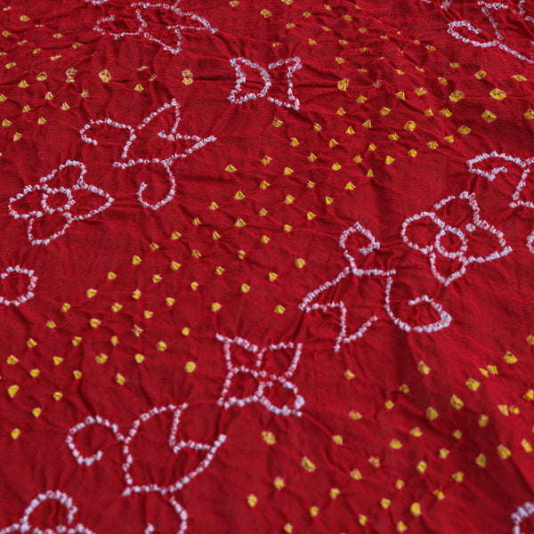 Red Pure Georgette Banarasi Handloom Bandhani Dupatta - Tilfi