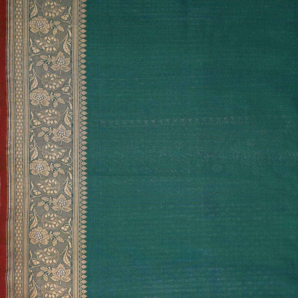 Pre-Order: Royal Blue-Green Pure Katan Silk Banarasi Handloom Saree