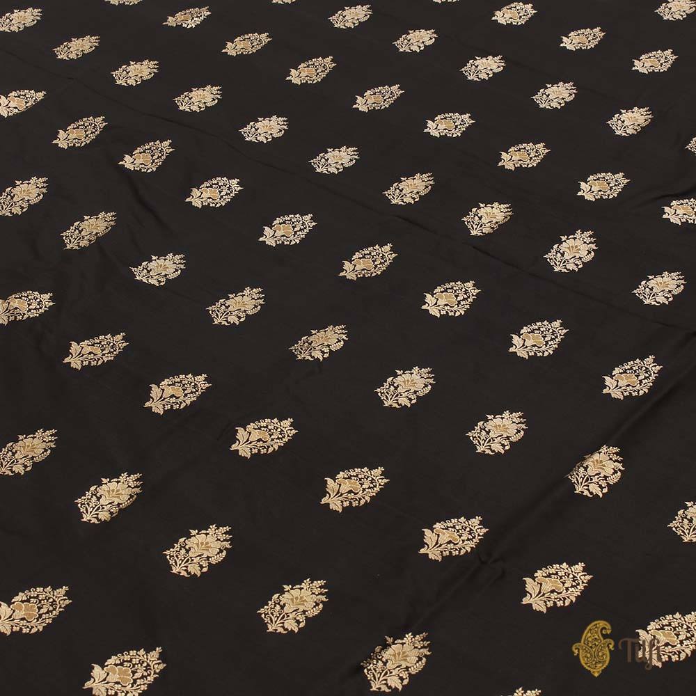 Maroon Pure Katan Silk Dupatta &amp; Black Pure Katan Silk Fabric