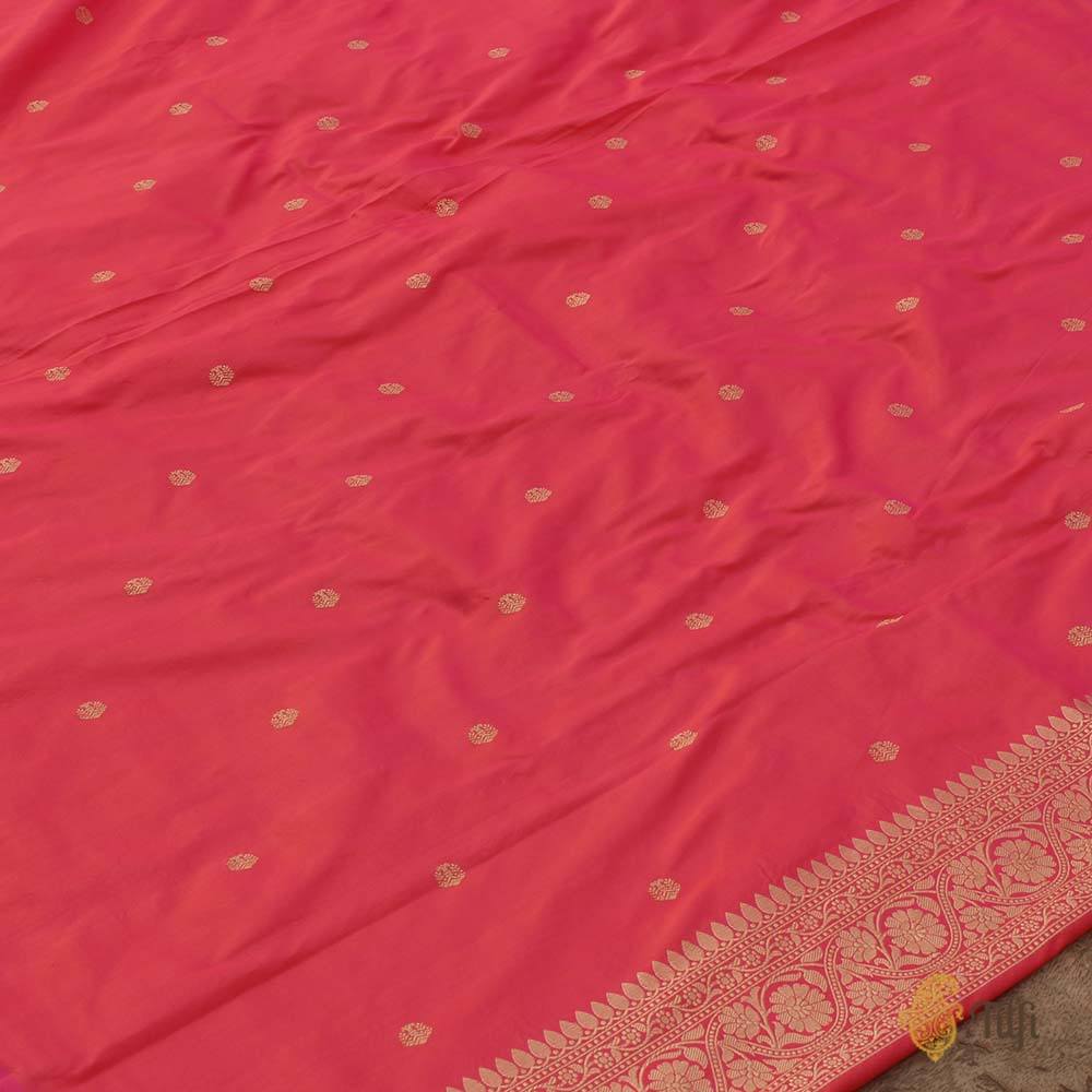 Gulabi Pink-Orange Pure Katan Silk Dupatta Fabric Set