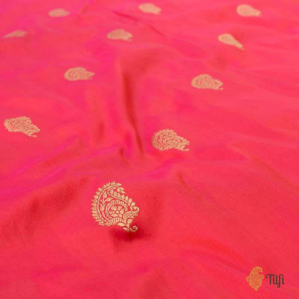 Gulabi Pink-Orange Pure Katan Silk Dupatta Fabric Set