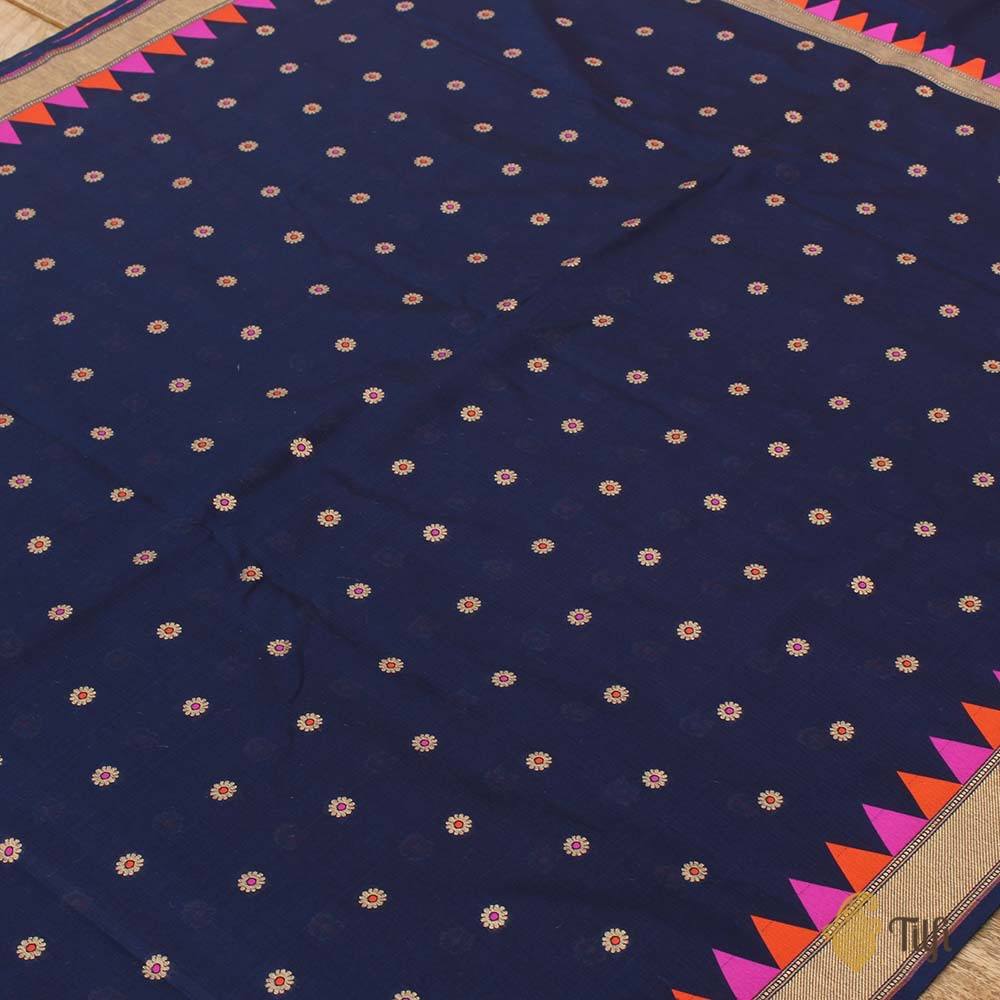 Navy Blue Pure Silk Georgette Dupatta Fabric Set