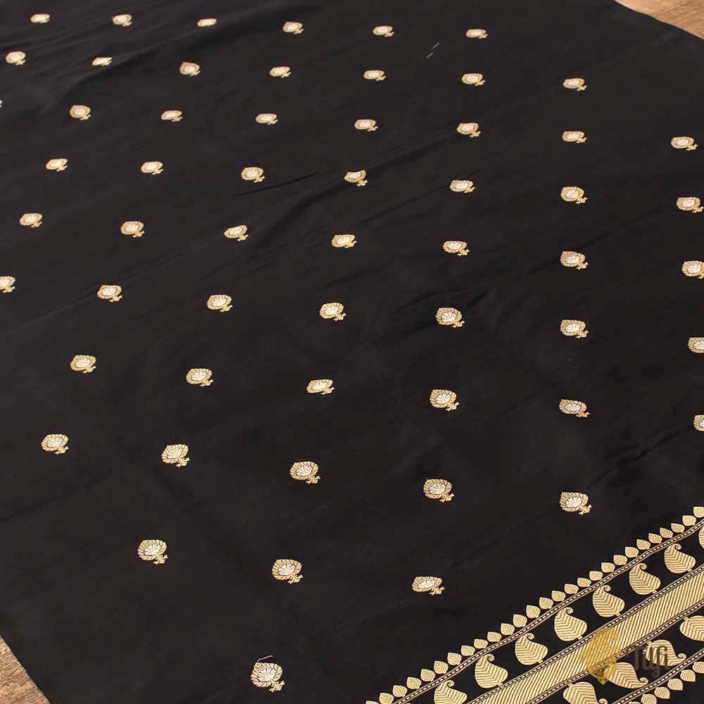 Black Pure Katan Silk Dupatta Fabric Set