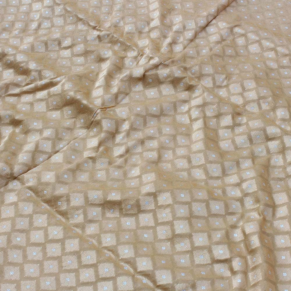 Peach Pure Katan Silk Dupatta &amp; Beige Pure Silk by Georgette Fabric