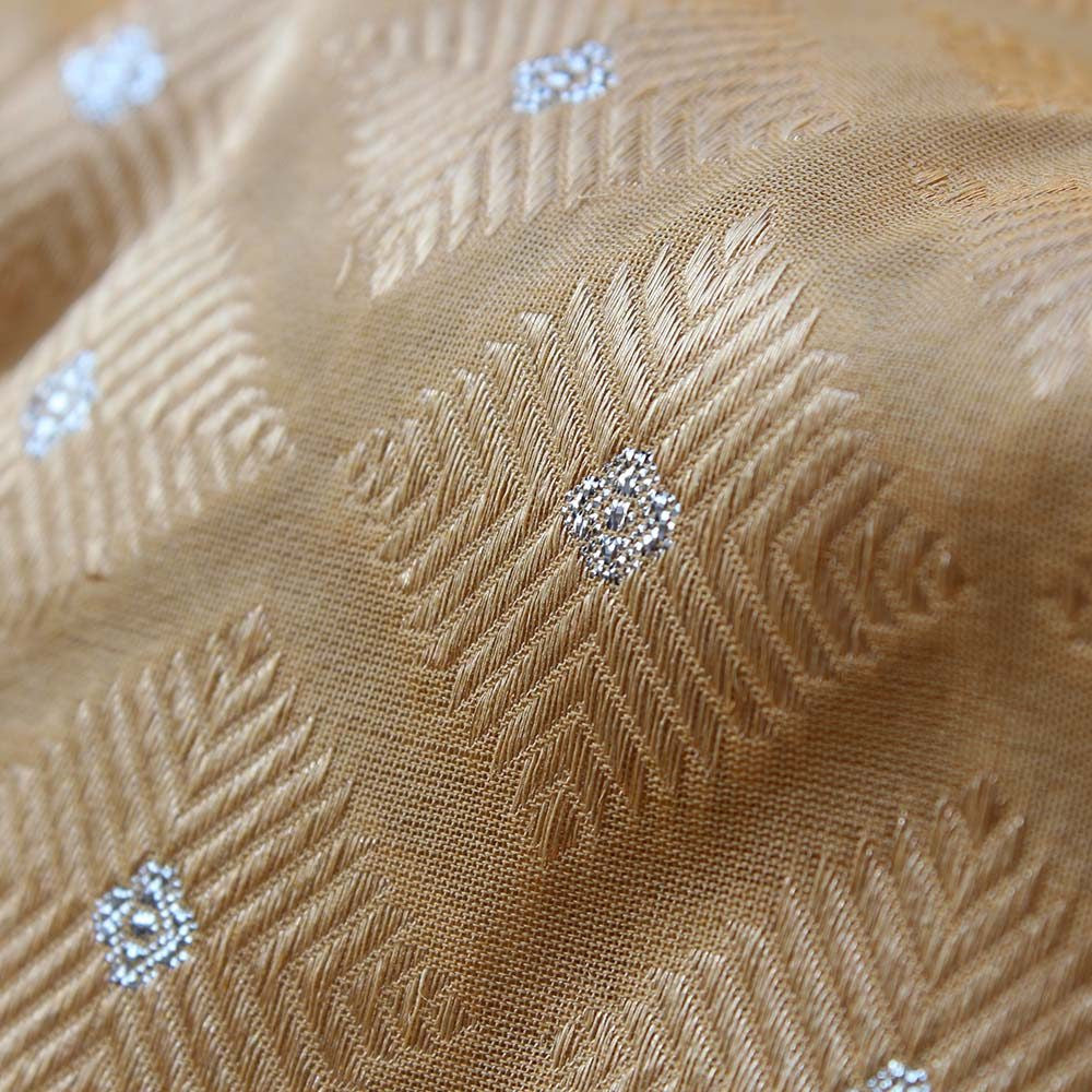 Peach Pure Katan Silk Dupatta &amp; Beige Pure Silk by Georgette Fabric