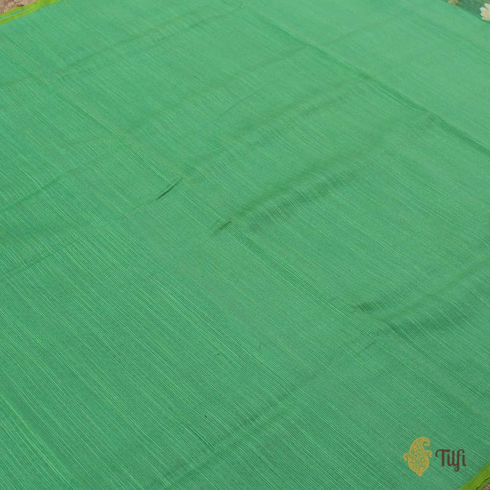 Sea Green Pure Kora Silk Net Dupatta &amp; Sea Green Pure Tussar Silk Net Fabric Set