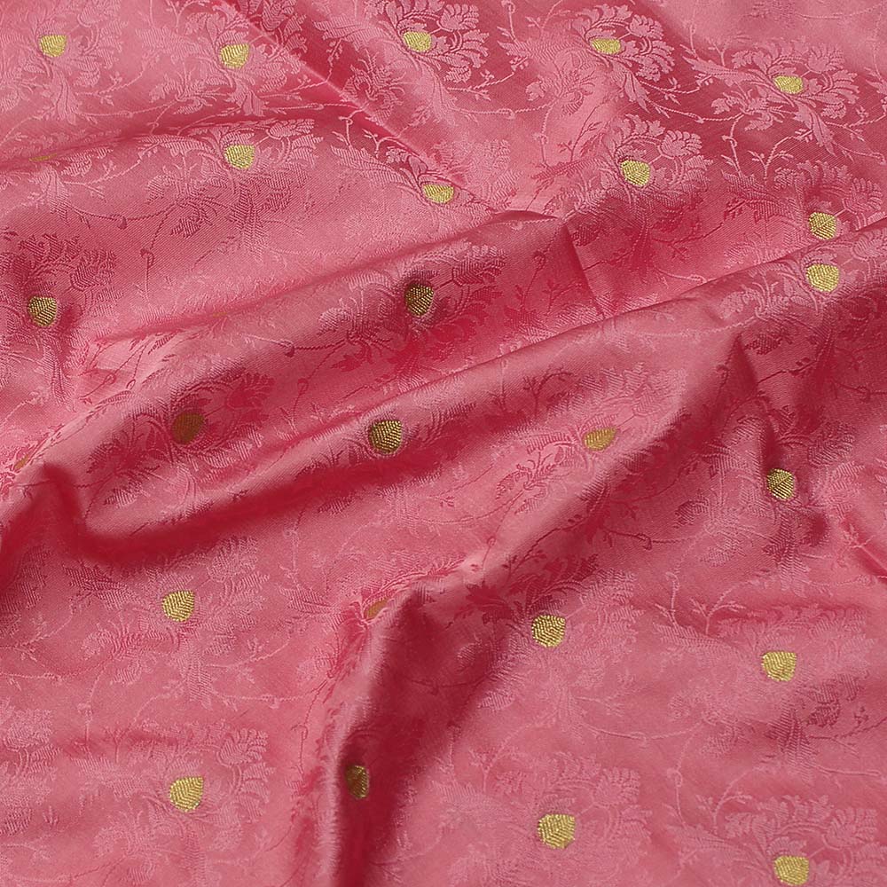 Mustard Pure Katan Silk Dupatta &amp; Taffy Pink Pure Katan Silk Tanchoi Fabric Set