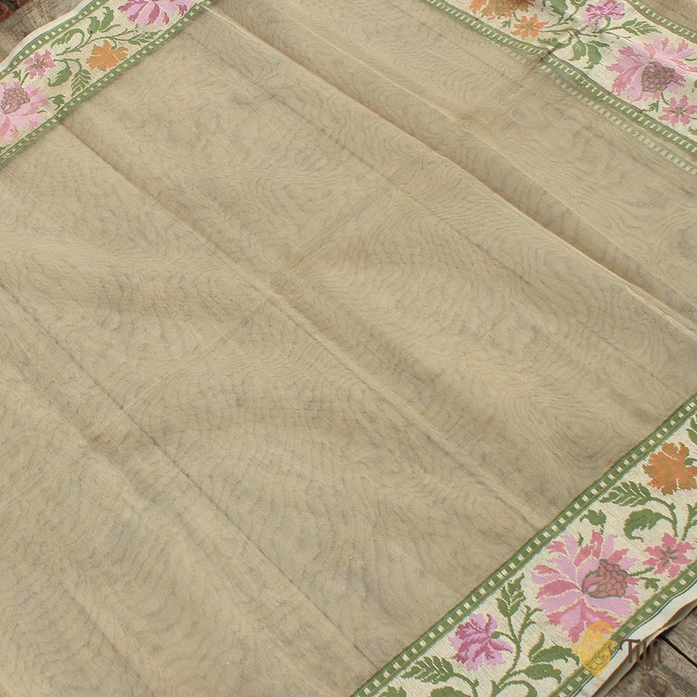 Off-White Pure Kora Silk Net Dupatta &amp; Off-White Pure Kora Silk Net Fabric Set