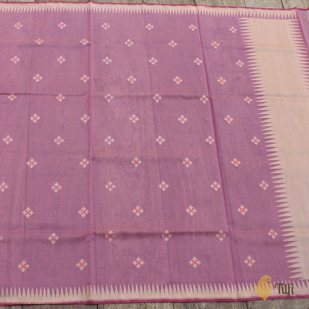 Gajri Pink Pure Kora Silk by Cotton Dupatta &amp; Fabric Set
